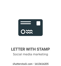 Letter with stamp glyph icon vector on white background. Flat vector letter with stamp icon symbol sign from modern social collection for mobile concept and web apps design.