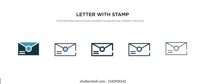 letter with stamp icon in different style vector illustration. two colored and black letter with stamp vector icons designed in filled, outline, line and stroke style can be used for web, mobile, ui