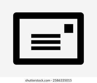 Letter with Stamp Outline Mail Envelope Correspondence Communication Post Postal Postage Icon Black White Symbol Sign Graphic Illustration Vector