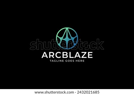 letter A with star arc blaze y2k symbol logo for industrial professional company business
