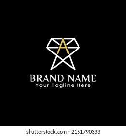Letter A star diamond  logo is suitable for initial logos, jewelry, fashion, beauty, technology, digital, media, entertainment etc