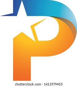 Letter with star logo abstract