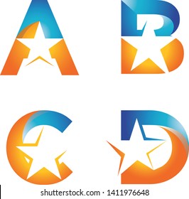 Letter star logo abstract ABCD