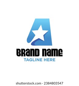 Letter A Star Logo Design Template Inspiration, Vector Illustration.