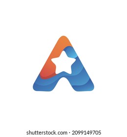 Letter a star logo design vector