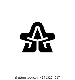 Logo De La Carta A Star. Ilustración del logotipo de la letra A en forma de estrella. Logo de estrella negra sólida