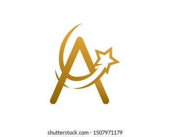 Letter A Star logo or symbol template design