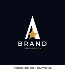 Letter A + Star logo template.