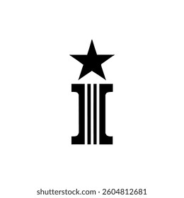 letter I with star logo vector illustration template design