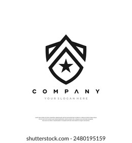 letter A star modern cyber shield logo illustration design Premium Design