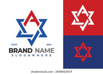 Letter A Star Monogram Logo Design Vektorgrafik Symbol Abbildung