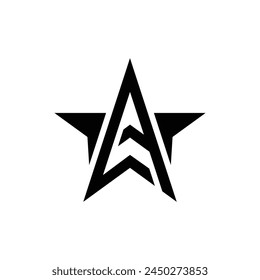 Letter A with star shape modern unique monogram logo design idea