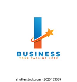 Letter I with Star Swoosh Logo Design. Suitable for Start up, Logistic, Business Logo Template