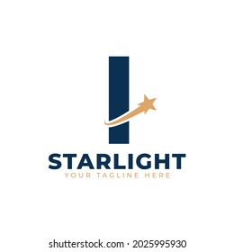 Letter I with Star Swoosh Logo Design. Suitable for Start up, Logistic, Business Logo Template