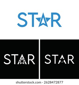 Letter A with Star Symbol - STAR Text Logo with Geometric Style