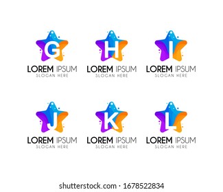 Letter star vector logo design. White sky concept. Colorful star symbol. Alphabet G, H, I, J, K, L. 
Creative vector element for your brand 