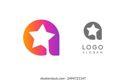 Letra de una estrella, logotipo de color degradado vibrante para los medios de comunicación, entretenimiento, tecnología, inicio, redes sociales, comunicación, industrias de marketing digital. Ilustración vectorial
