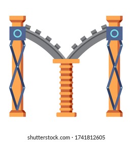 Letter in steampunk style on a white background. Symbol M from various technical details: pipes, pads, screws, gears, etc.
