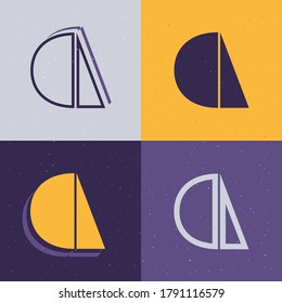 Letter A stencil logo set. Flat icons perfect to use in any military labels, sport logos, graffiti posters, construction identity, etc.