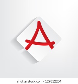Letter A as a sticker with a red insertion