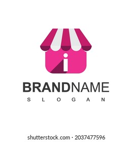 Plantilla de diseño del logotipo de la tienda de cartas I, Símbolo de la tienda en línea.