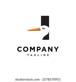 Letter I Stork Logo Icon Vector
