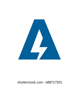 letter A with storm symbol. vector logo.