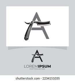 Letter A Straight Razor Logo Design Vector Icon Graphic Illustration