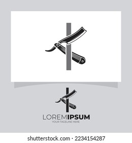 Letter I Straight Razor Logo Design Vector Icon Graphic Illustration