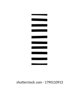 Letter I - striped mottled font - isolated, vector illustration