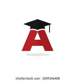 Letter A and Student Graduate icon. Logo design. Vector Illustration.