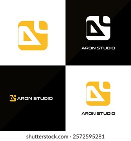 A Letter studio logo design. It's a a letter and studio, Leaf icon combination mark logo.