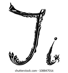 Letter I i  in the style of abstract floral pattern on a white background