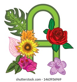 Letter A style with flowers