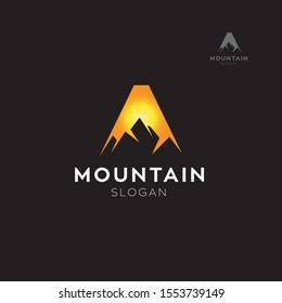 Letter A style mountain logo vector illustration