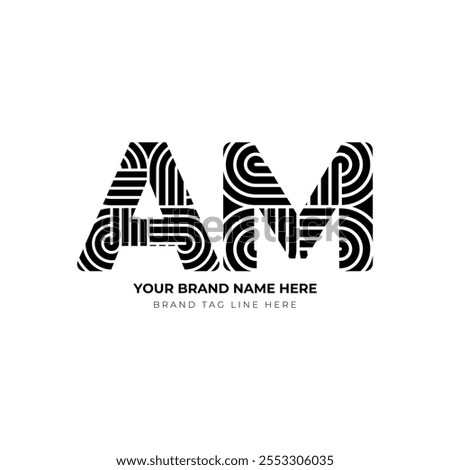 AM letter stylish and modern logo design. Featuring the letter 'AM' with clean, sharp lines and geometric precision.
