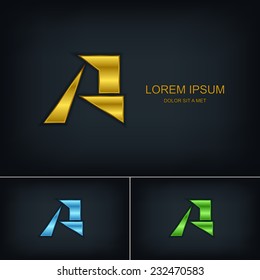 Letter A stylized vector template design emblem logo, Business technology universal idea, Vector illustration Eps 10