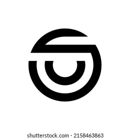 Letter SU circle monogram logo design