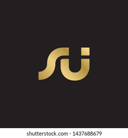 Letter su linked lowercase logo design template elements. Gold letter Isolated on black  background. Suitable for business, consulting group company.