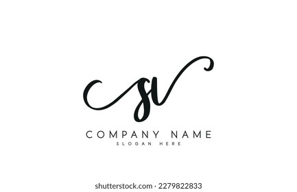 letter SU logo design handwriting signature style vector template.