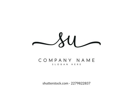 letter SU logo design handwriting signature style vector template.