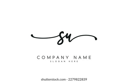 letter SU logo design handwriting signature style vector template.