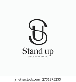 Letter SU or US elegant logo design. SU monogram minimal stylish logotype