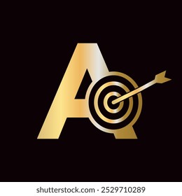 Letter A Success Logo Combine with Bow Target  Icon