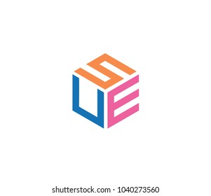 Letter SUE logo template. hexagon logo