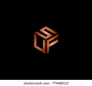 Letter SUF logo template. three letter icon. hexagon logo