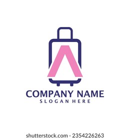 Letter A with Suitcase logo design vector. Initial A with Suitcase logo design template concept