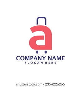 Letter A with Suitcase logo design vector. Initial A with Suitcase logo design template concept