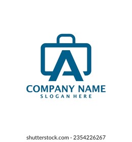 Letter A with Suitcase logo design vector. Initial A with Suitcase logo design template concept