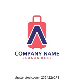 Letter A with Suitcase logo design vector. Initial A with Suitcase logo design template concept